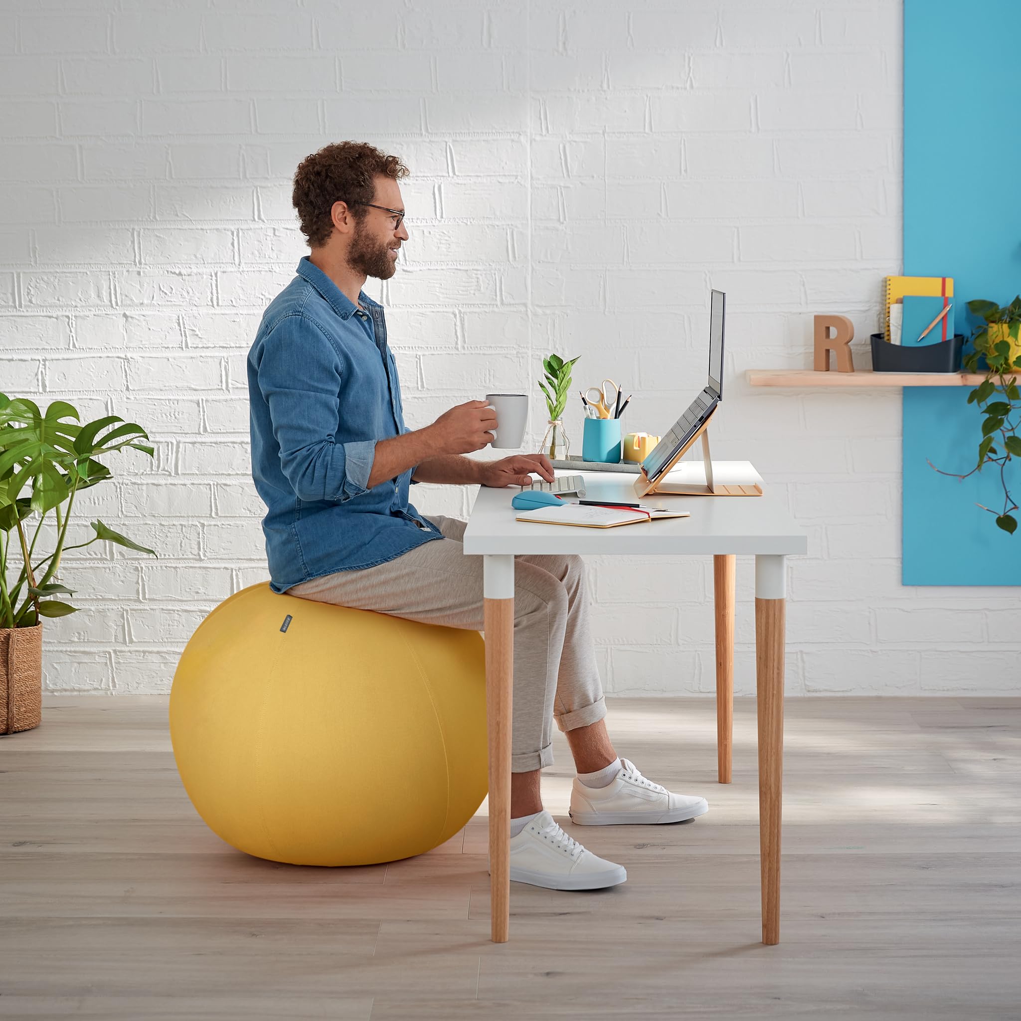 Leitz Active Sitting Ball – 65cm Ergonomic Exercise Chair, Warm Yellow