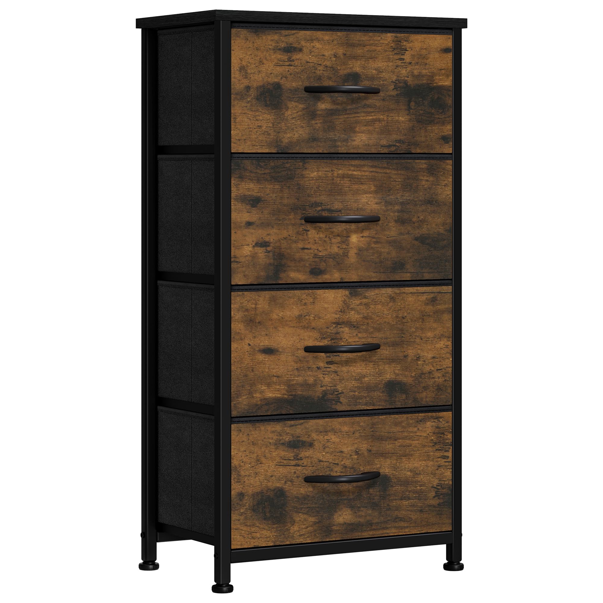YITAHOME 4-Drawer Fabric Dresser | Rustic Brown Storage Chest