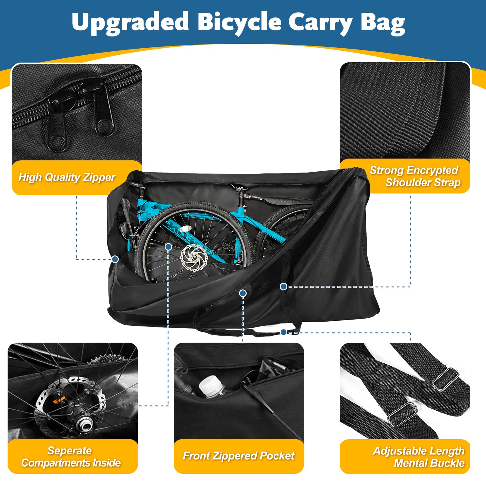 Jolof Store Bike Travel Bag – Heavy Duty 840D Waterproof MTB Road Case