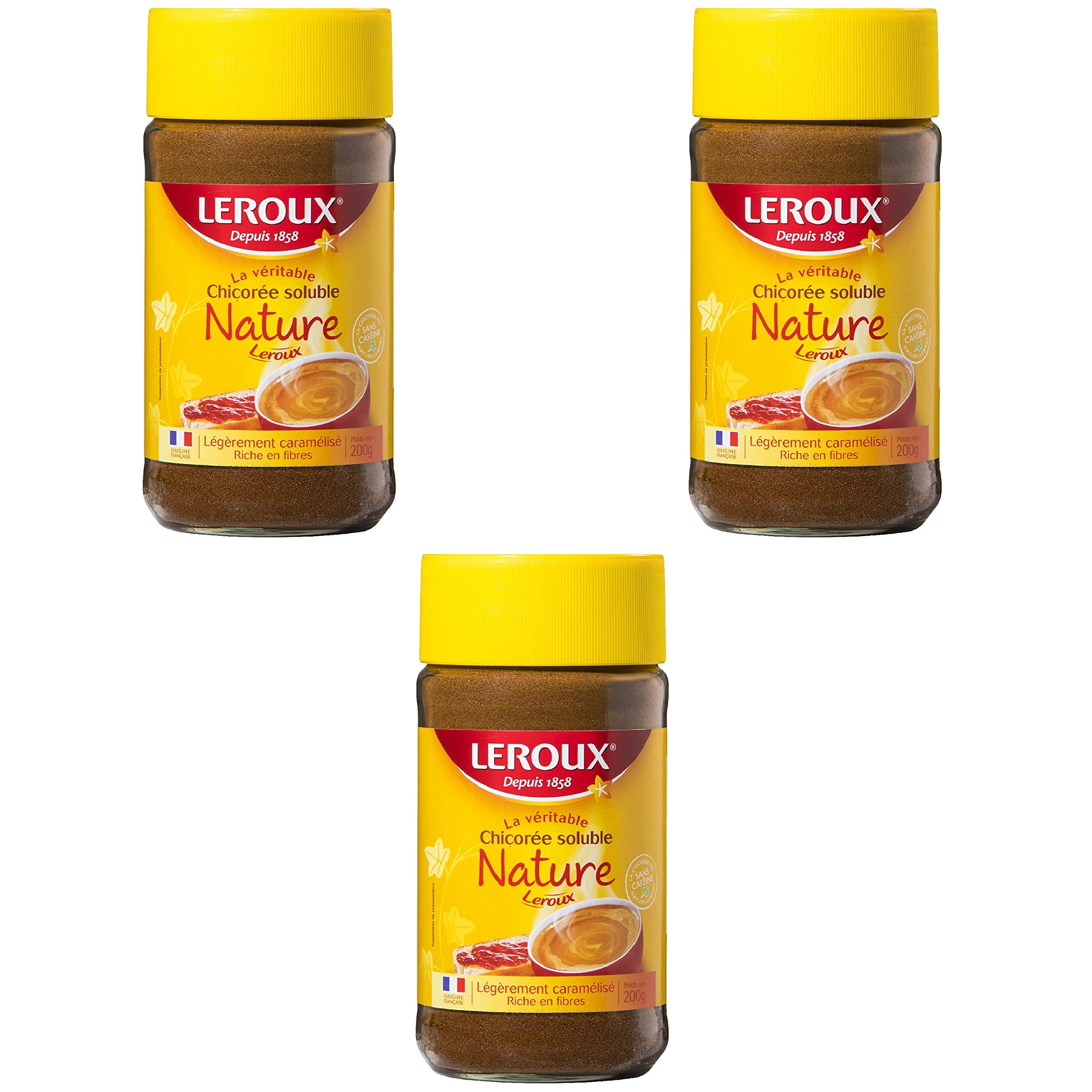 Leroux Instant Chicory Coffee Substitute - Caffeine-Free Drink, 3-Pack