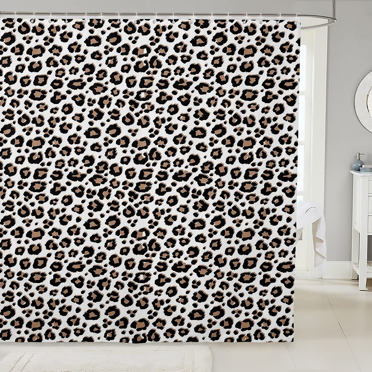 Loussiesd Leopard Print Shower Curtain | Waterproof Safari Animal Decor