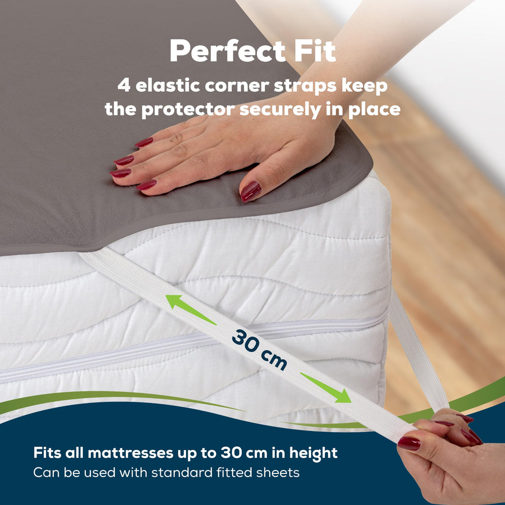 Sensalou Waterproof Mattress Protector 80 x 180 cm Grey – Mattress Cover for Single Bed