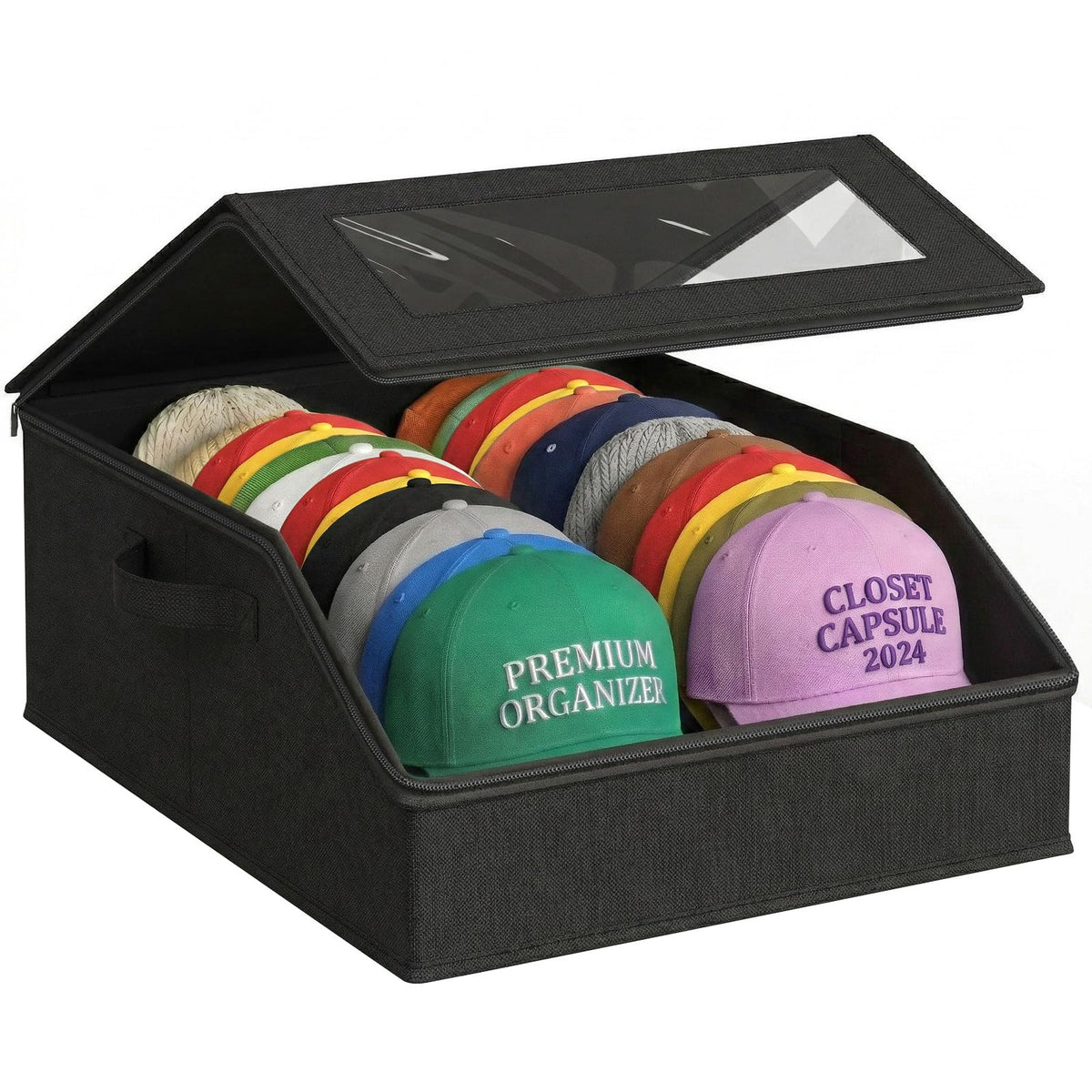 AURIVISTA Hat Storage Box for Baseball Caps, Holds up to 24 Caps,Black - image 1