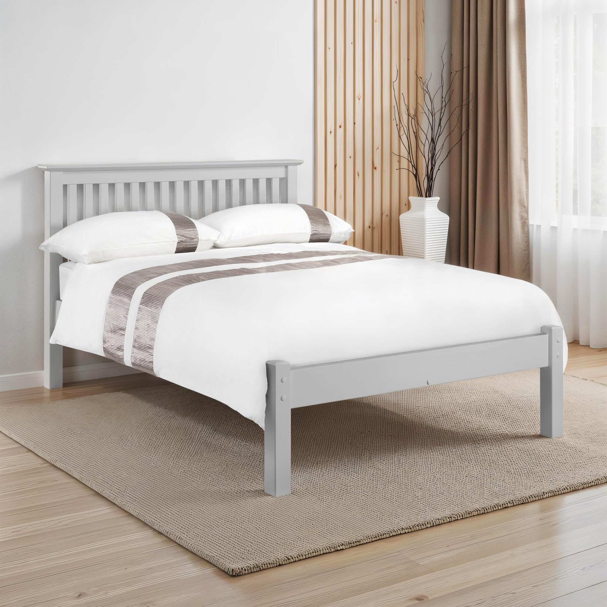 Julian Bowen Barcelona Double Bed Frame – Dove Grey Wood Finish