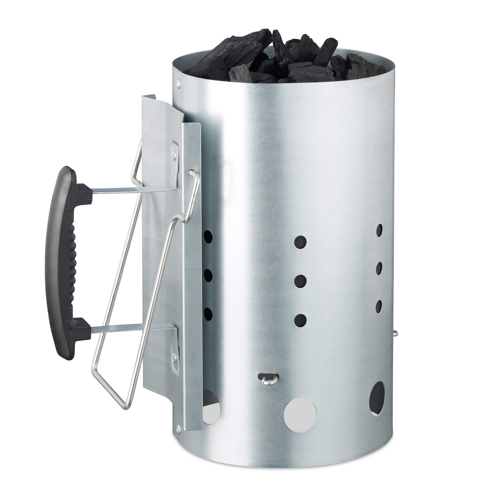 Relaxdays XL Charcoal Chimney Starter | Galvanized Steel BBQ Lighter