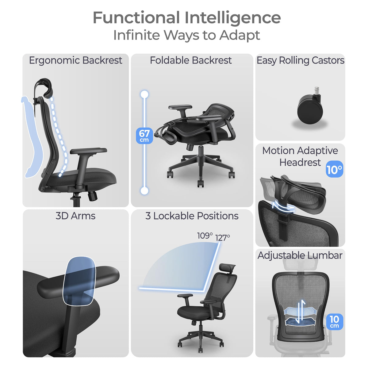 Tervo Model Y | Folding Office Chair for Small Spaces | Gaming Chair for Adults & Kids | Ergonomic Mesh Computer Chair - image 4