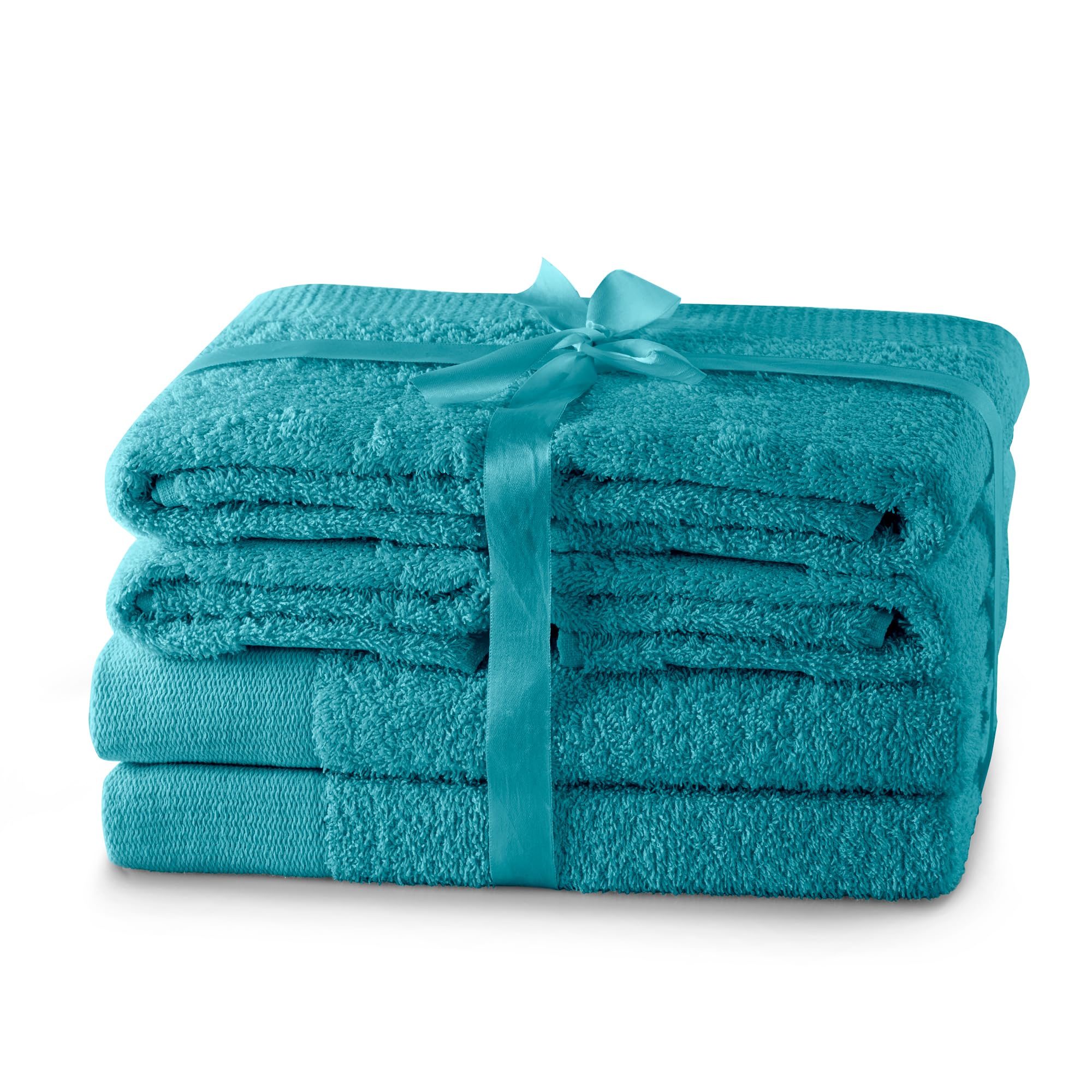AmeliaHome Amari 6-Piece Cotton Towel Set – Turquoise Absorbent