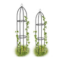 Relaxdays Metal Garden Trellis Tower Set of 2 - Black Rose Obelisk