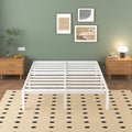 Lutown-Teen Metal Bed Frame 140x200cm | Sturdy Slatted Base, White