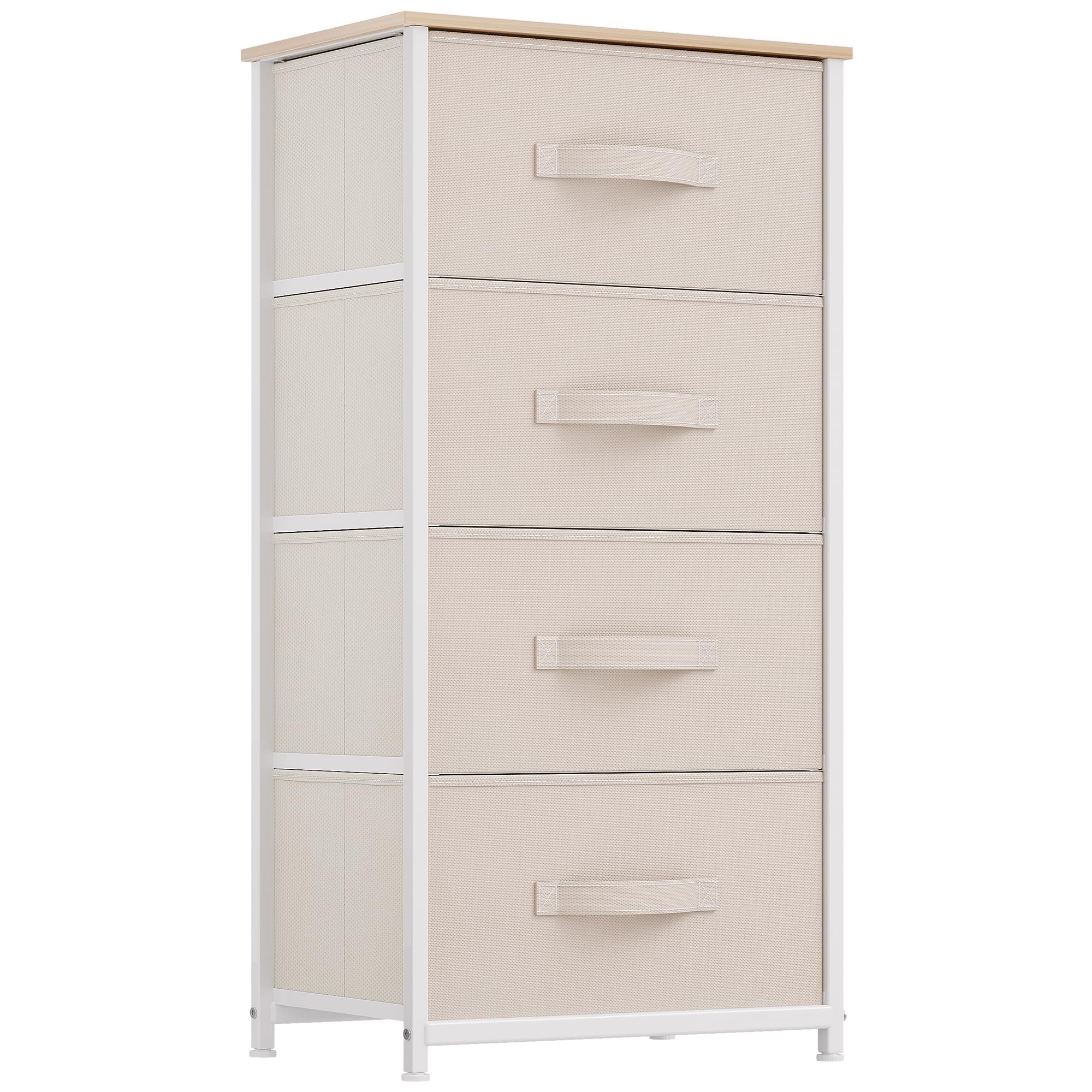 YITAHOME 4-Drawer Fabric Dresser – Metal Frame Storage Chest, Cream