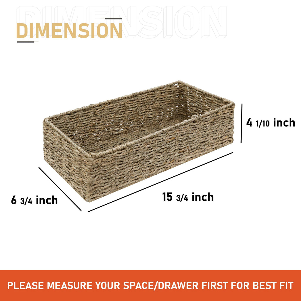HOMESTEAD Seagrass Storage Baskets, Long Narrow Rectangular Wicker Baskets for Bedroom, Living Room, Bathroom, Shelves - Set of 2 - image 2