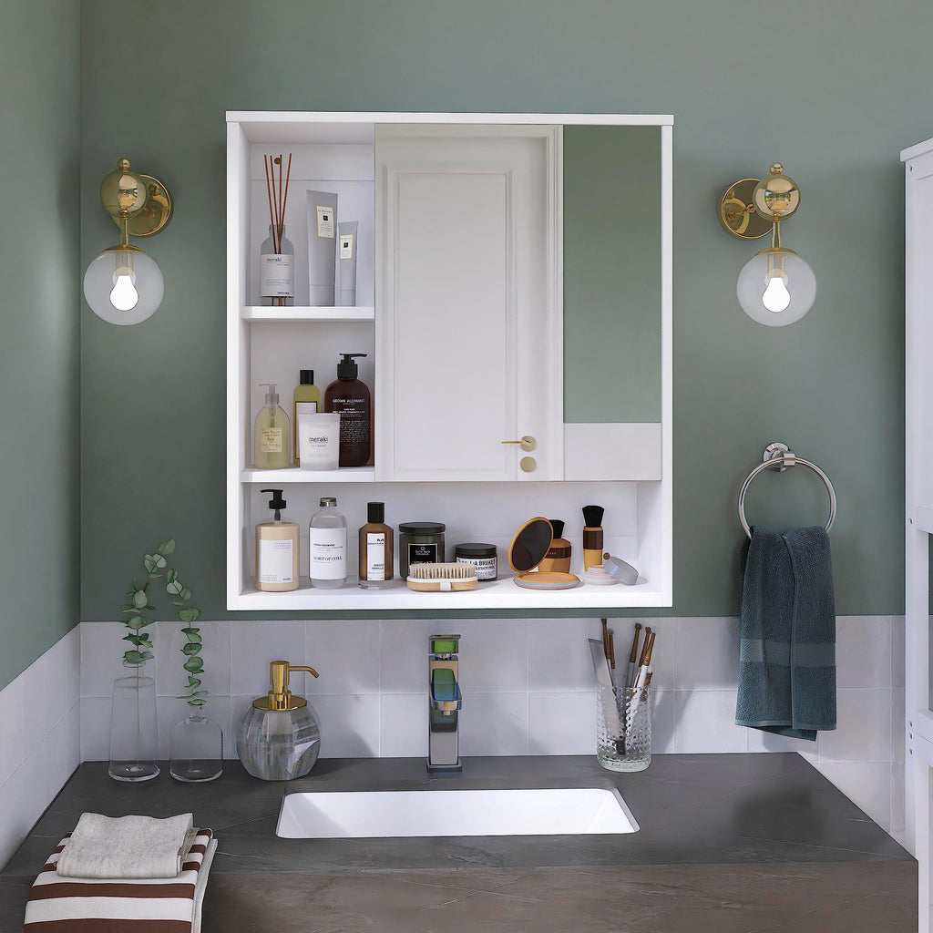 SMIBUY Bamboo Bathroom Mirror Cabinet | Wall Mounted Medicine Storage