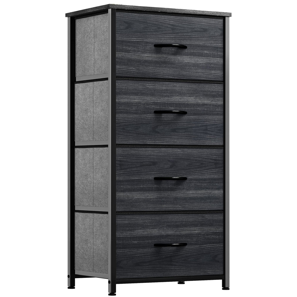 YITAHOME 4-Drawer Fabric Dresser | Metal Frame Storage Chest – Charcoal