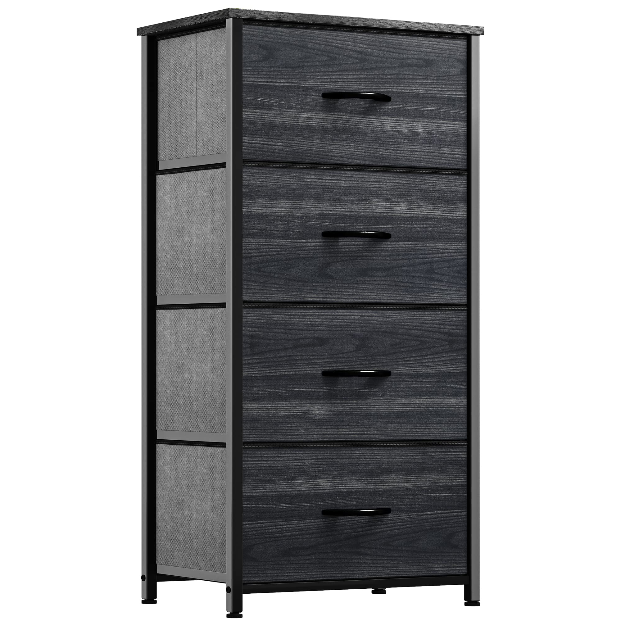 YITAHOME 4-Drawer Fabric Dresser | Metal Frame Storage Chest – Charcoal