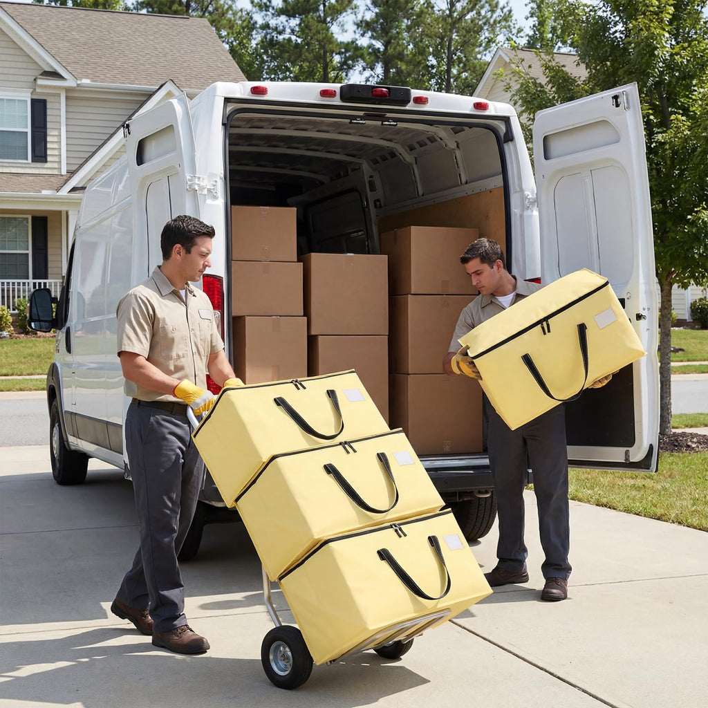 Dntorx 4 Pack 90L Moving Bags,Waterproof Moving Boxes with Zips,Pale Yellow - image 3