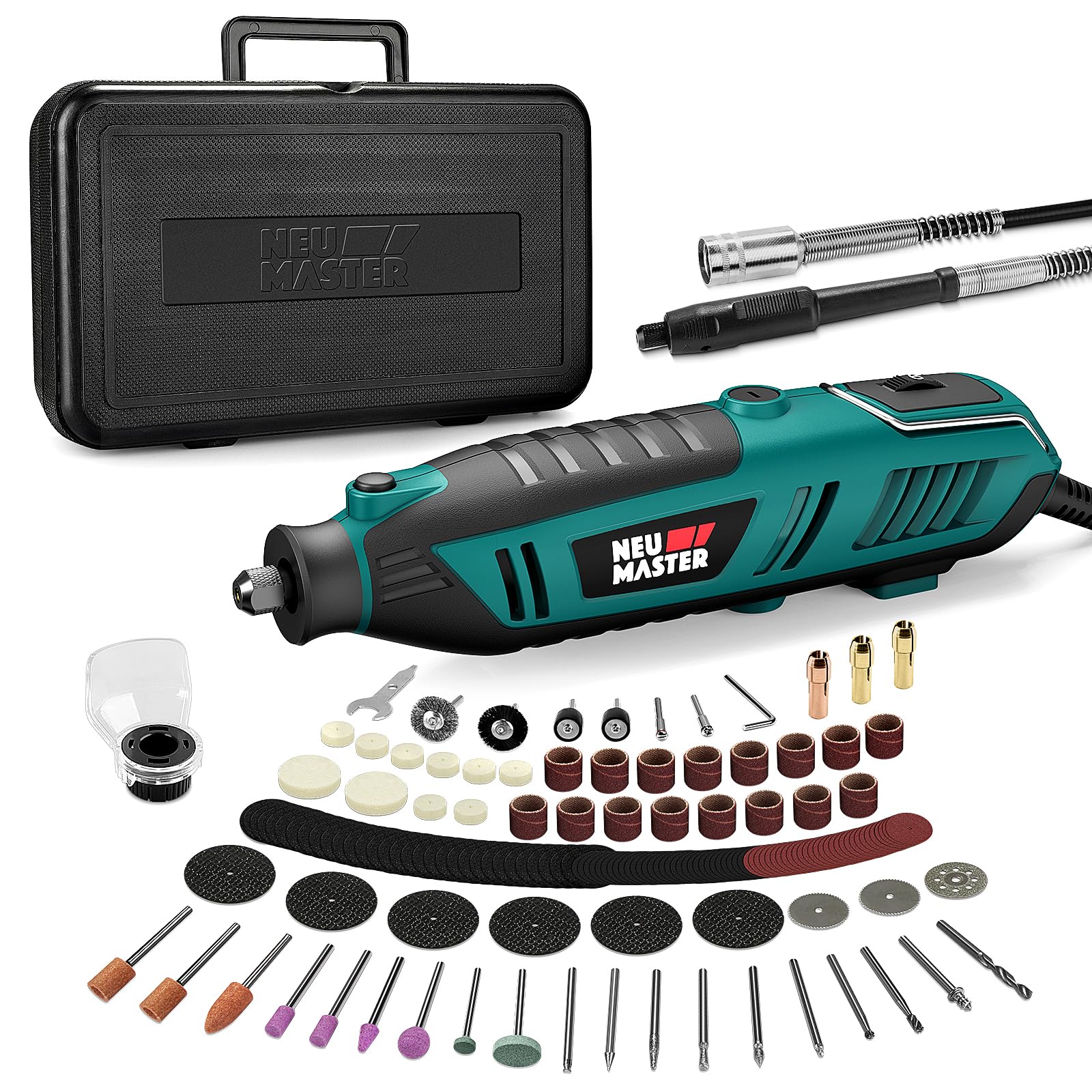 NEU MASTER 180W Rotary Tool Kit | 160 Accessories & 6 Variable Speeds