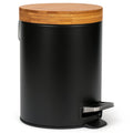 Kazai 5L Bathroom Bin – Matte Black Soft Close Wastebin with Bamboo Lid