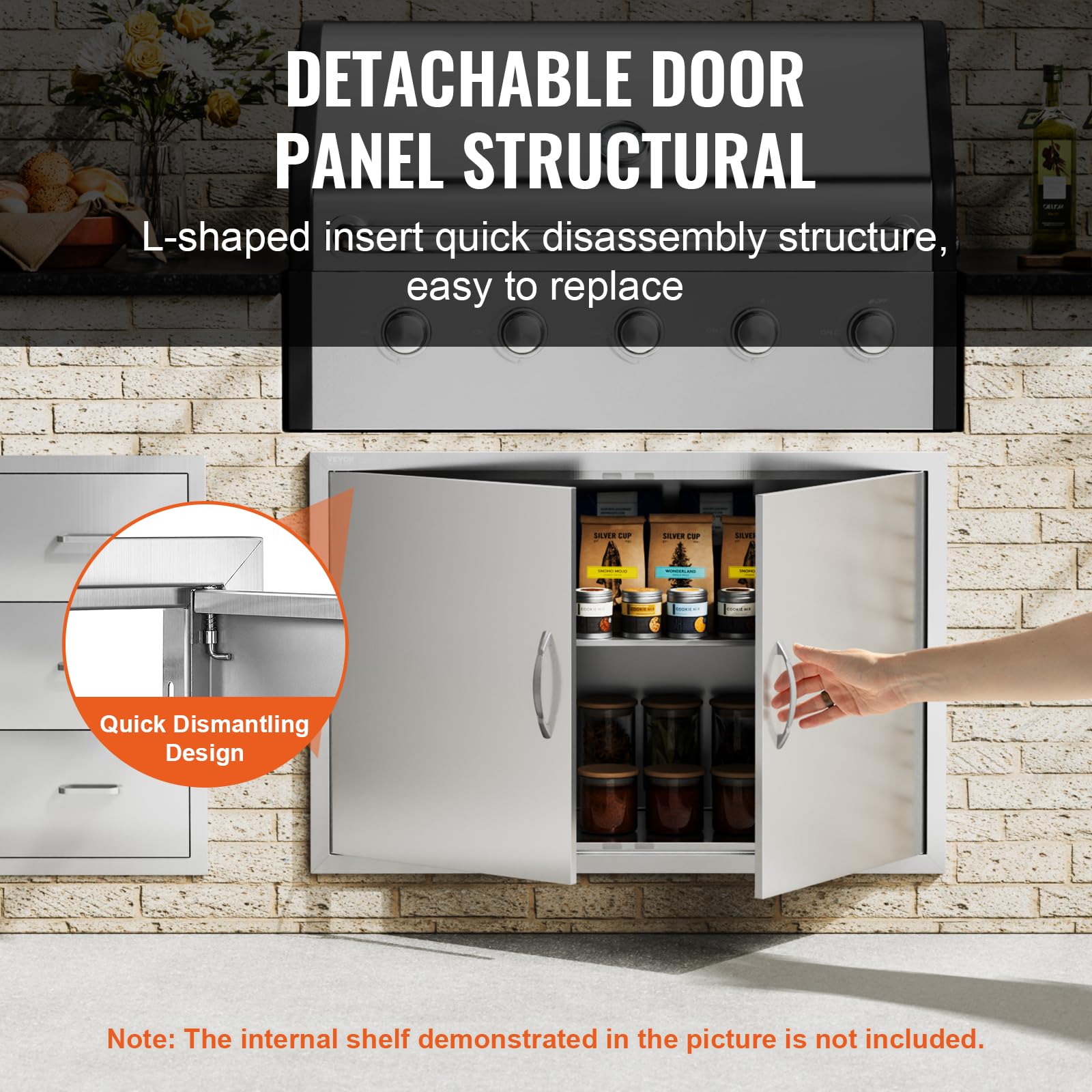 VEVOR BBQ Access Door | 39x26 Inch Stainless Steel Double Kitchen Door