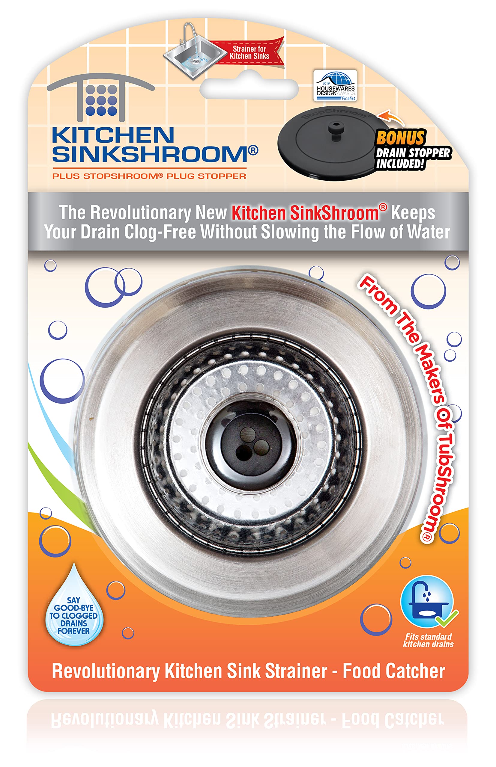 SinkShroom Stainless Steel Clog-Free Sink Strainer Basket with Stopper