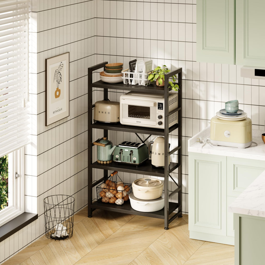 VERMESS 4-Tier Industrial Bookshelf – Rustic Wood and Metal Display Rack