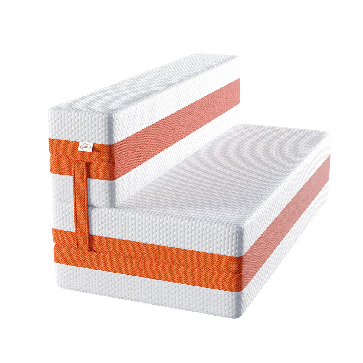 TeQsli Folding Mattress, 10cm Double Foldable Mattress, Memory Foam with Removable Washable Cover, for Guest Sofa Bed, Camping, Travel 135x190x10cm