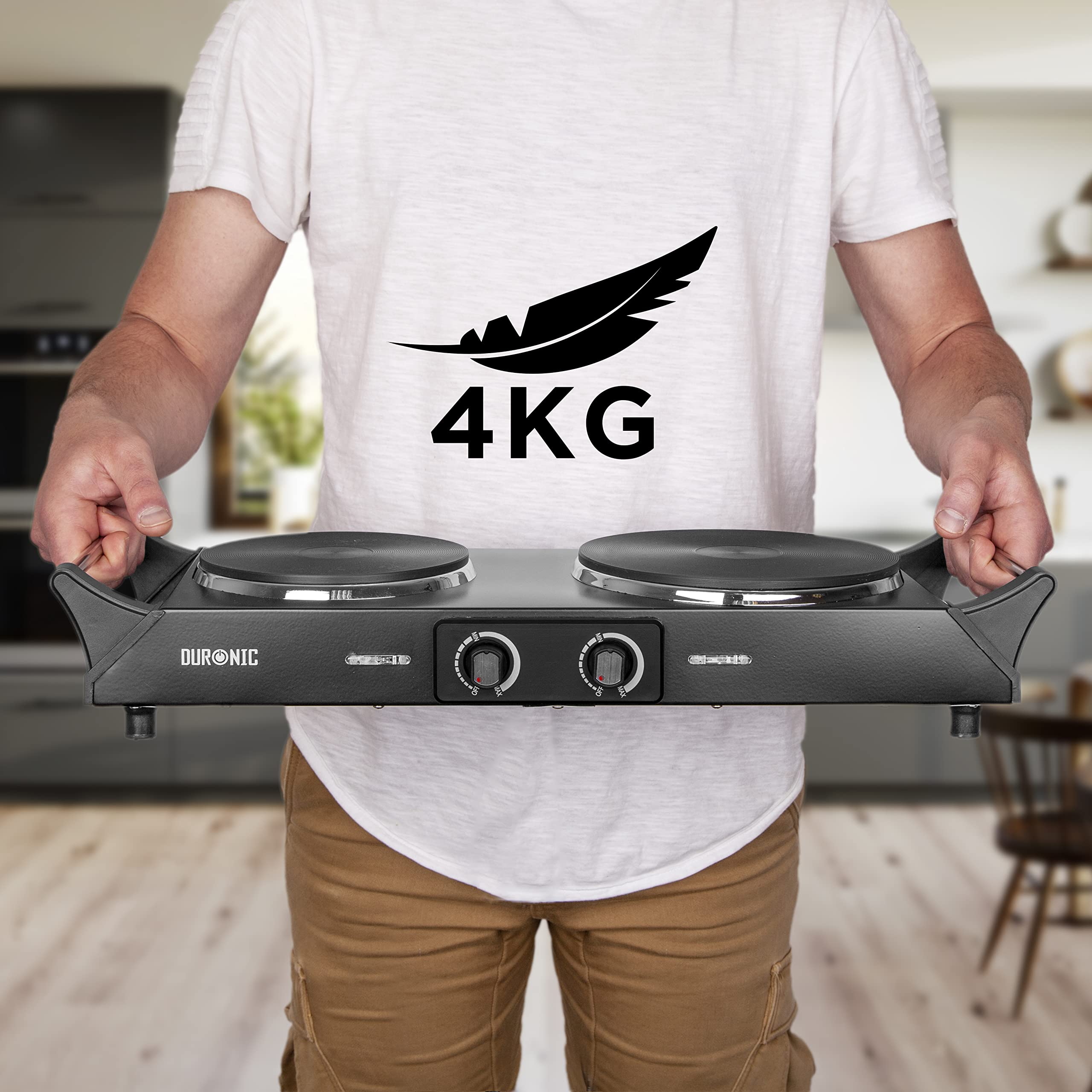 Duronic HP2 BK Double Electric Hot Plate – 2500W Portable Cast Iron Hob