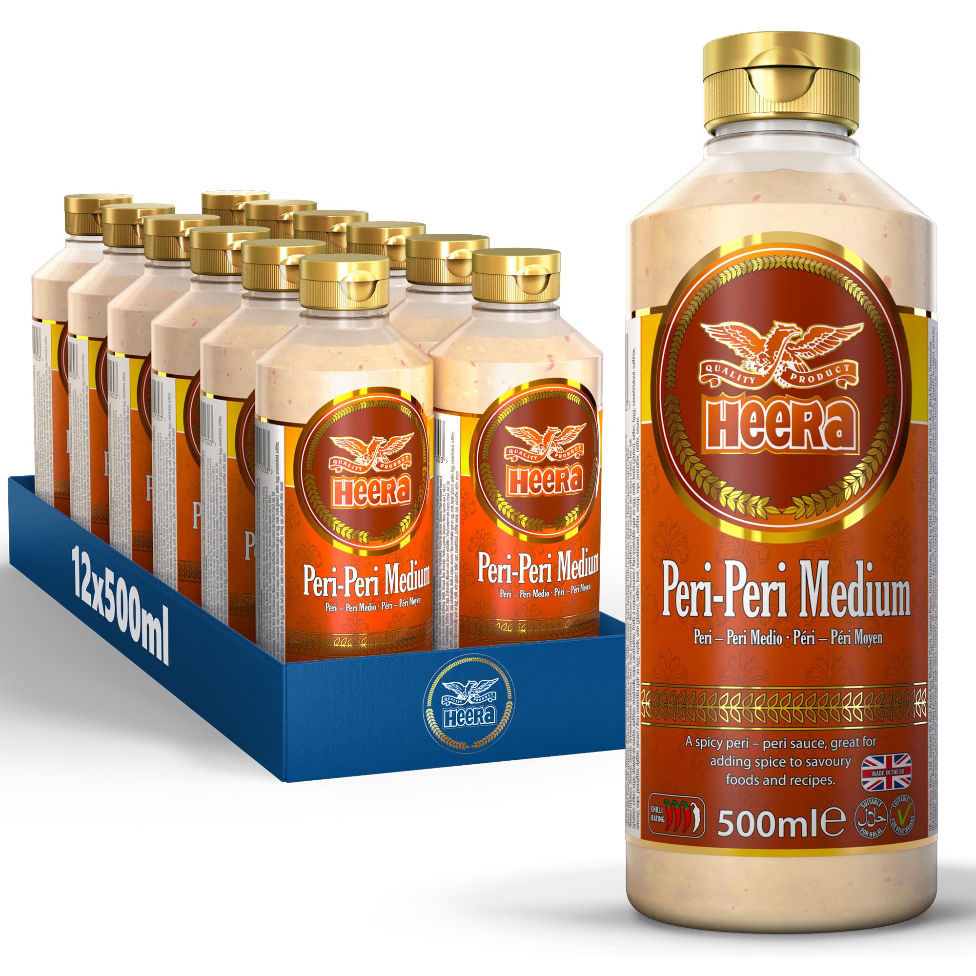 Heera Peri Peri Medium Chili Sauce - 500ml Bottles (Case of 12)