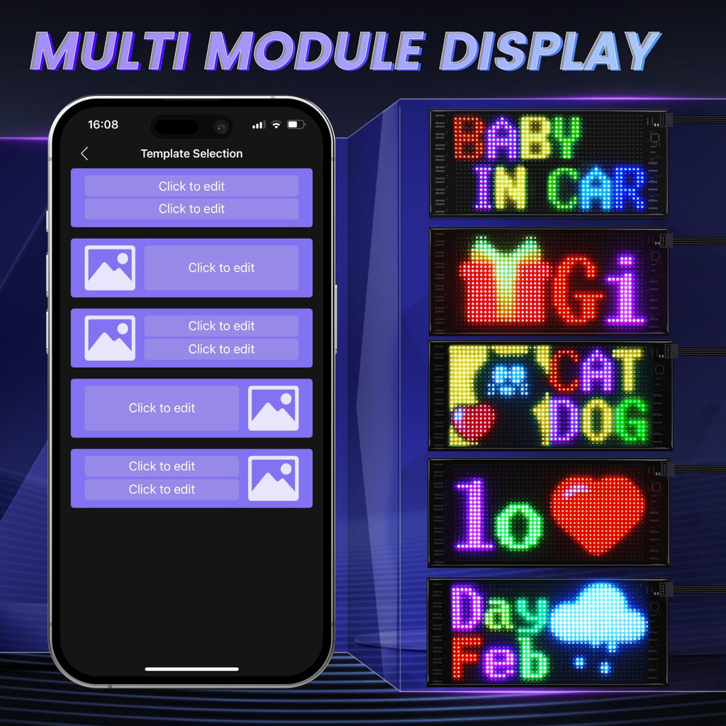 Jolof Store Double Row Scrolling LED Car Sign | Programmable Bluetooth Matrix
