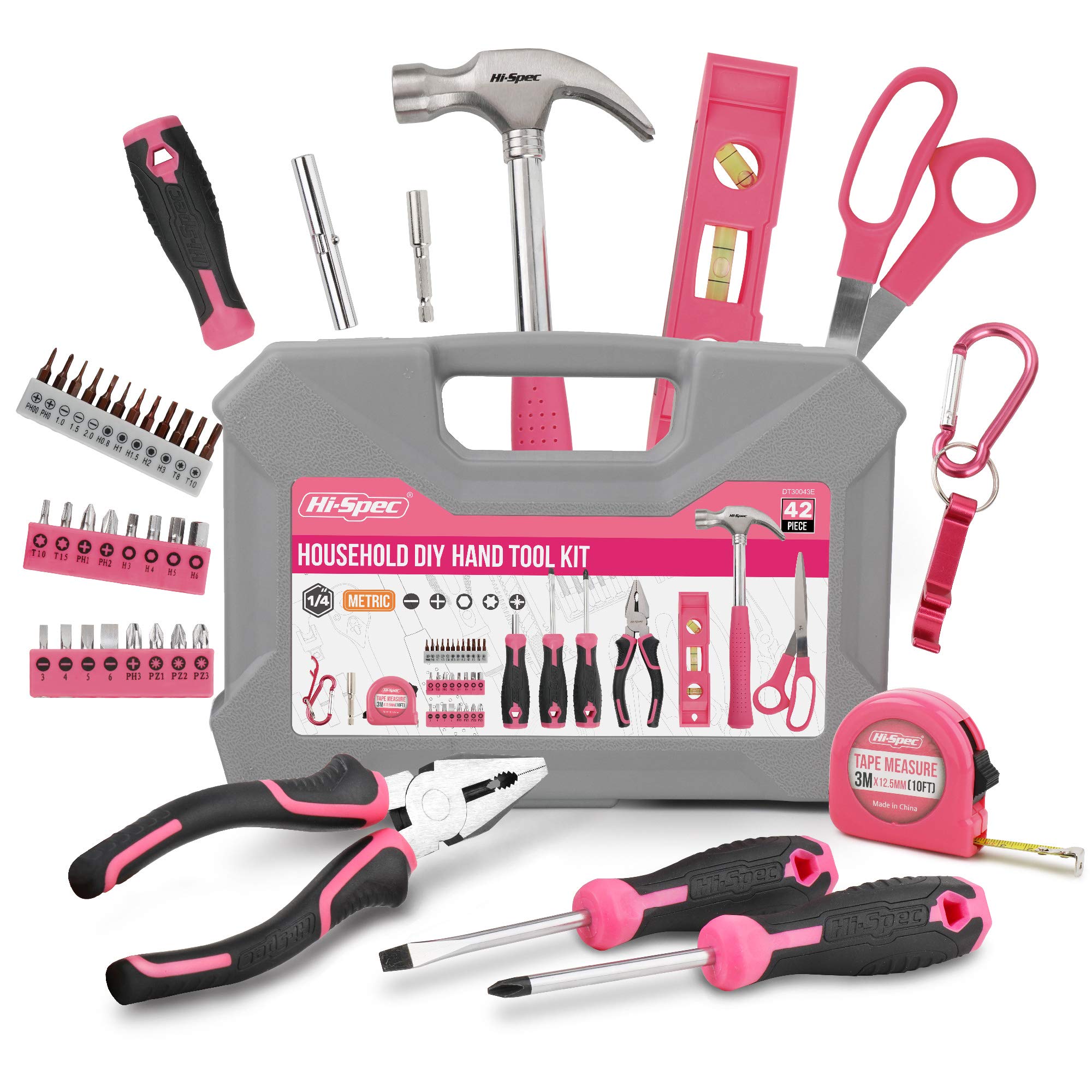 Hi-Spec 38-Piece Pink Tool Kit – Essential Home DIY Hand Tool Set