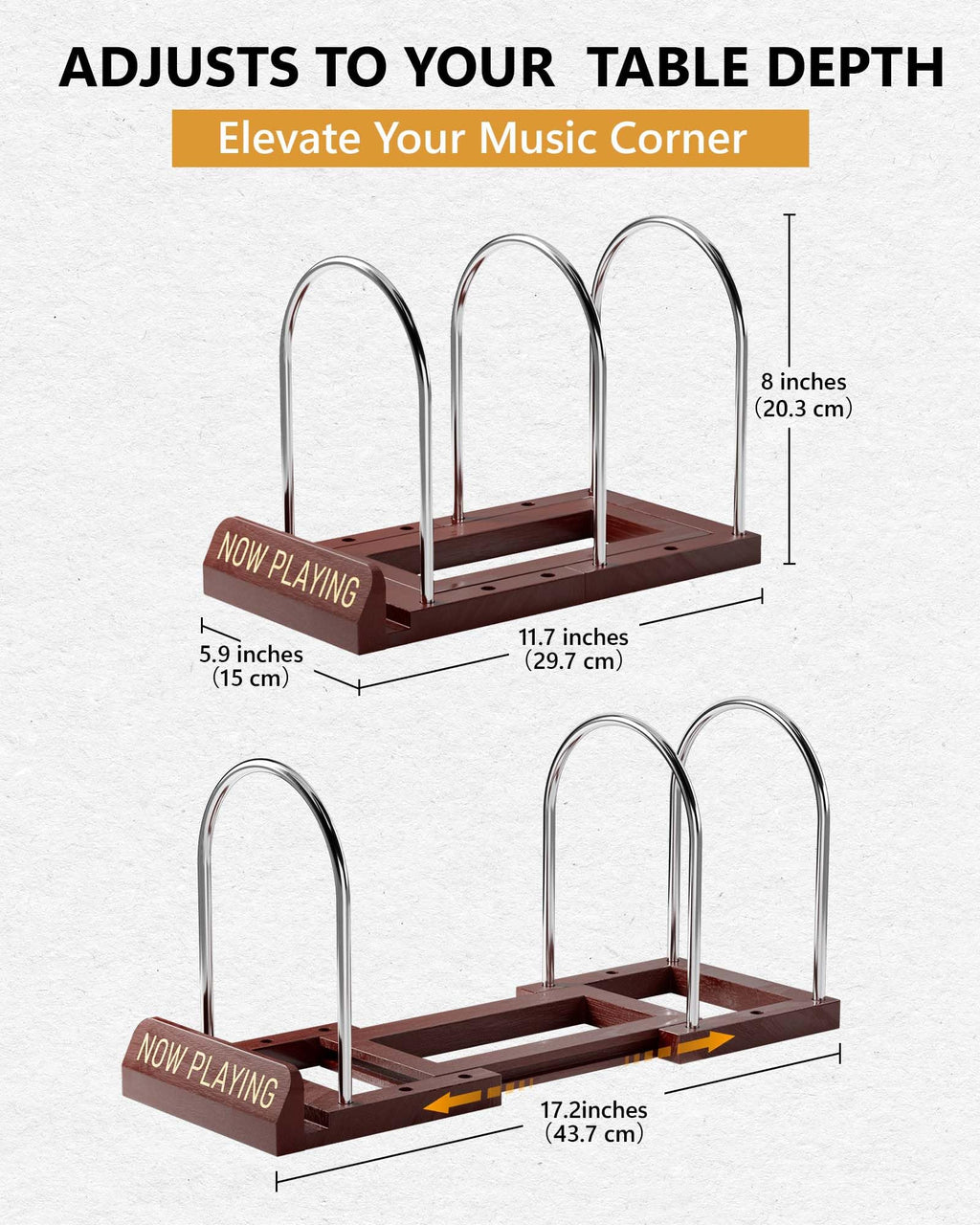BS-VOG Vinyl Record Storage Stand, Expandable Holder for 30-70 LPs - image 5