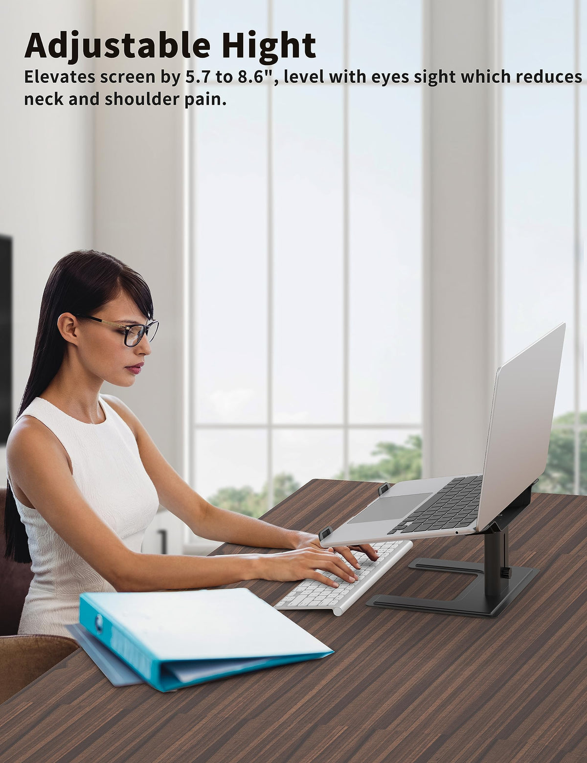 ALASHI Laptop Stand for Desk, Computer Stand Adjustable Height, Ergonomic Notebook Laptop Riser - image 3