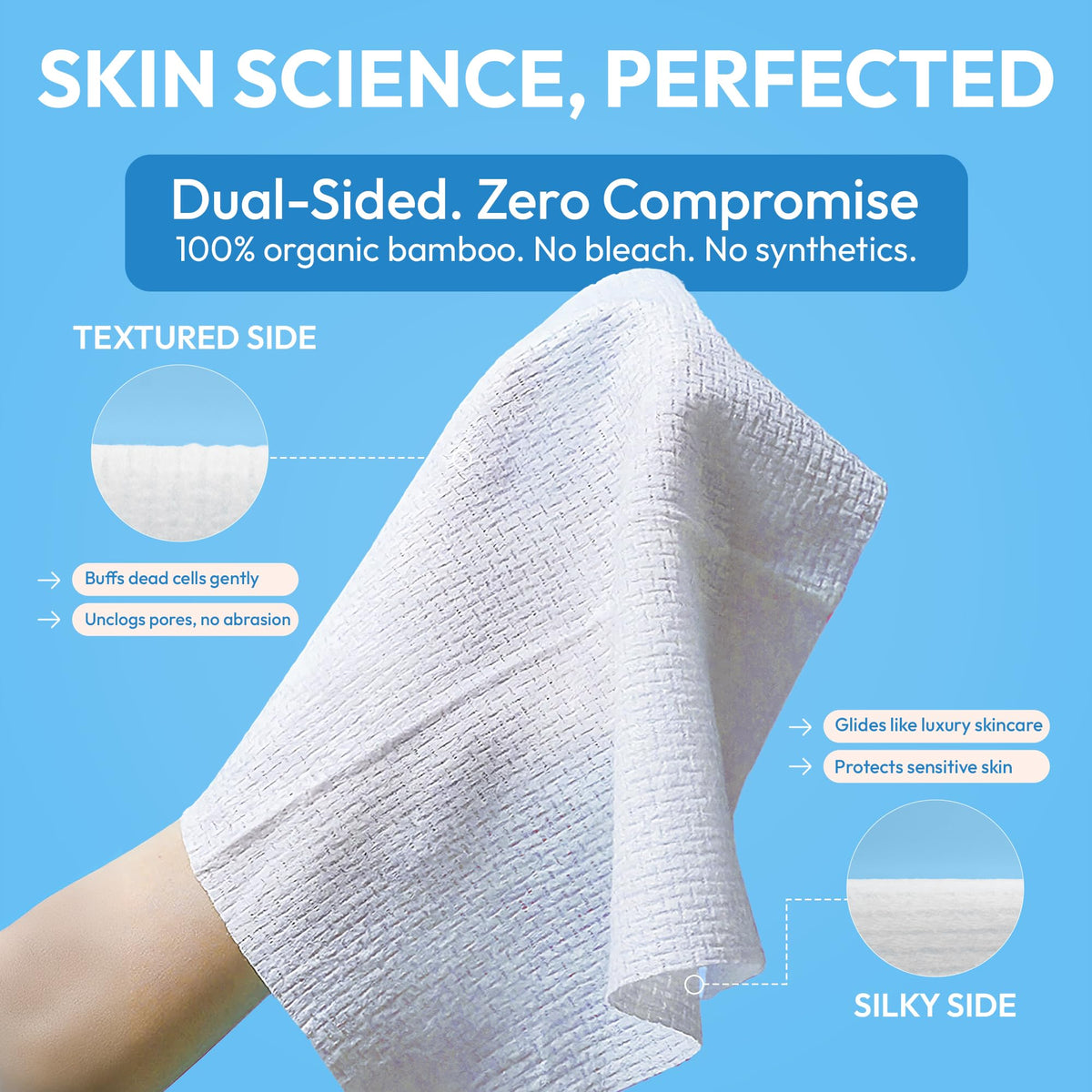 FOMIN Disposable Face Towels - 100 Count2 Pack 100% Biodegradable Ultra-Soft Towelette For Washing Face & Makeup Removal,Vegan & Cruelty Free - image 4