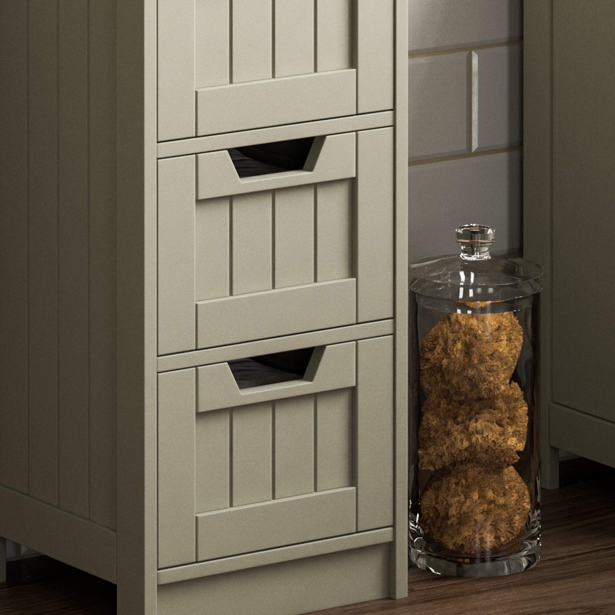 Bath Vida Priano 4 Drawer Bathroom Floor Cabinet – Grey & Oak Wood