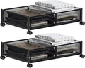 MISNODE Under Bed Storage, Under the Bed Storage Containers with Wheels, Tool-free Assembly Metal Underbed Storage Organizer Drawer for Bedroom