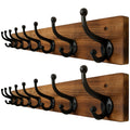 WEBI Rustic Wall Mount Coat Rack – 8 Cast Iron Hooks, Solid Wood, 2 Pack