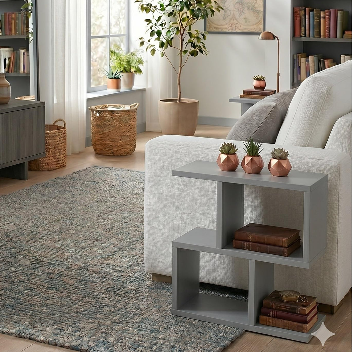 Narrow Side Table Eden 60, Slim Bedside Table, 2 Tier Sofa End Table with Storage Shelf, Small Accent Table, Plant Stand for Living Room, Bedroom - image 5