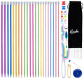 ilauke 56Pcs Knitting Needles Set | 11 Pairs Stainless Steel Kit 2mm-8mm