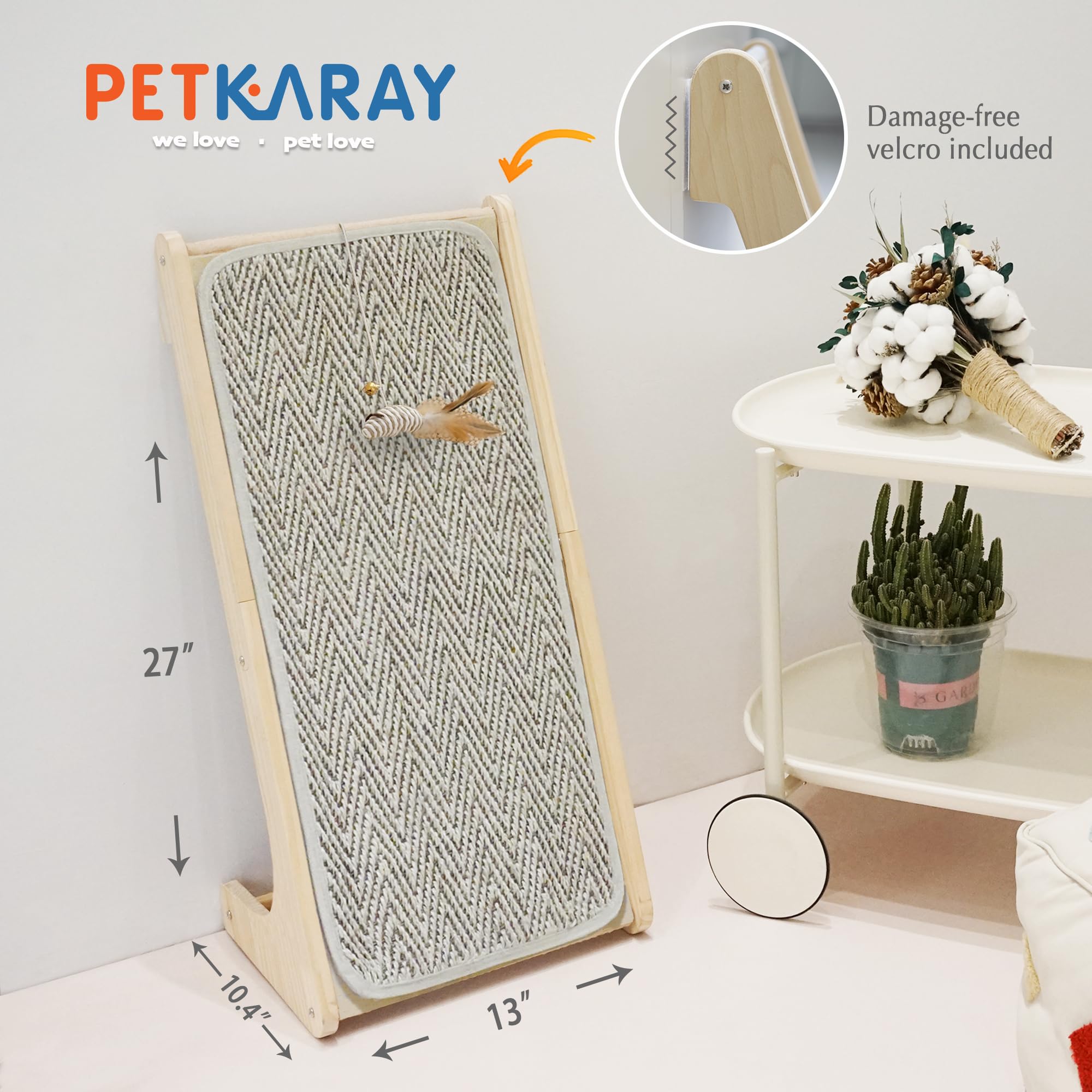 PETKARAY Sisal Cat Scratcher Ramp – L-Shape Wall Furniture Protector