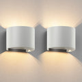 ledscom.de RUNEL Outdoor Wall Light - IP65 Up/Downlight, Matt White, 2-Pack