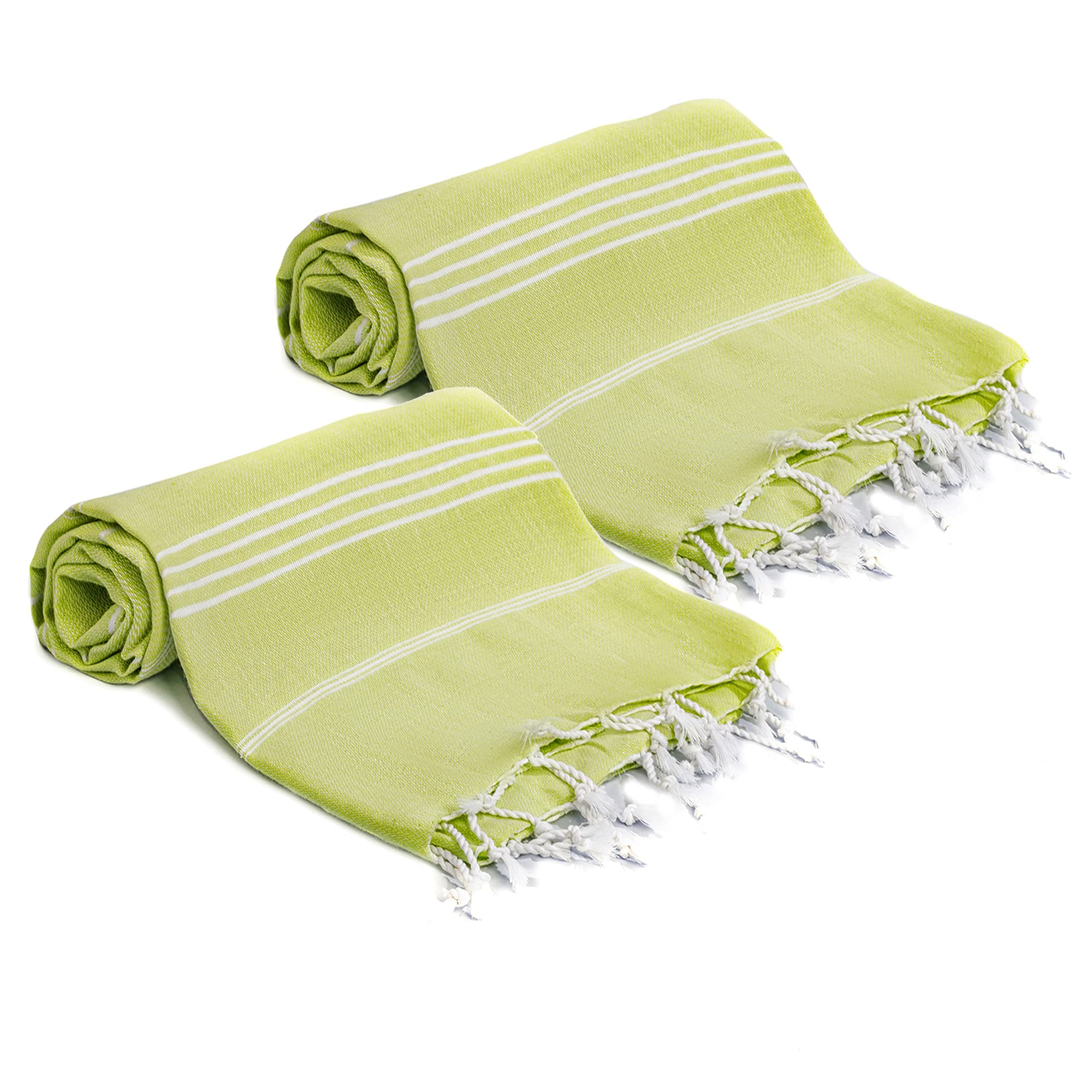 Turquoise Home Turkish Cotton Beach Towels – Green, 2-Pack, 100x180cm
