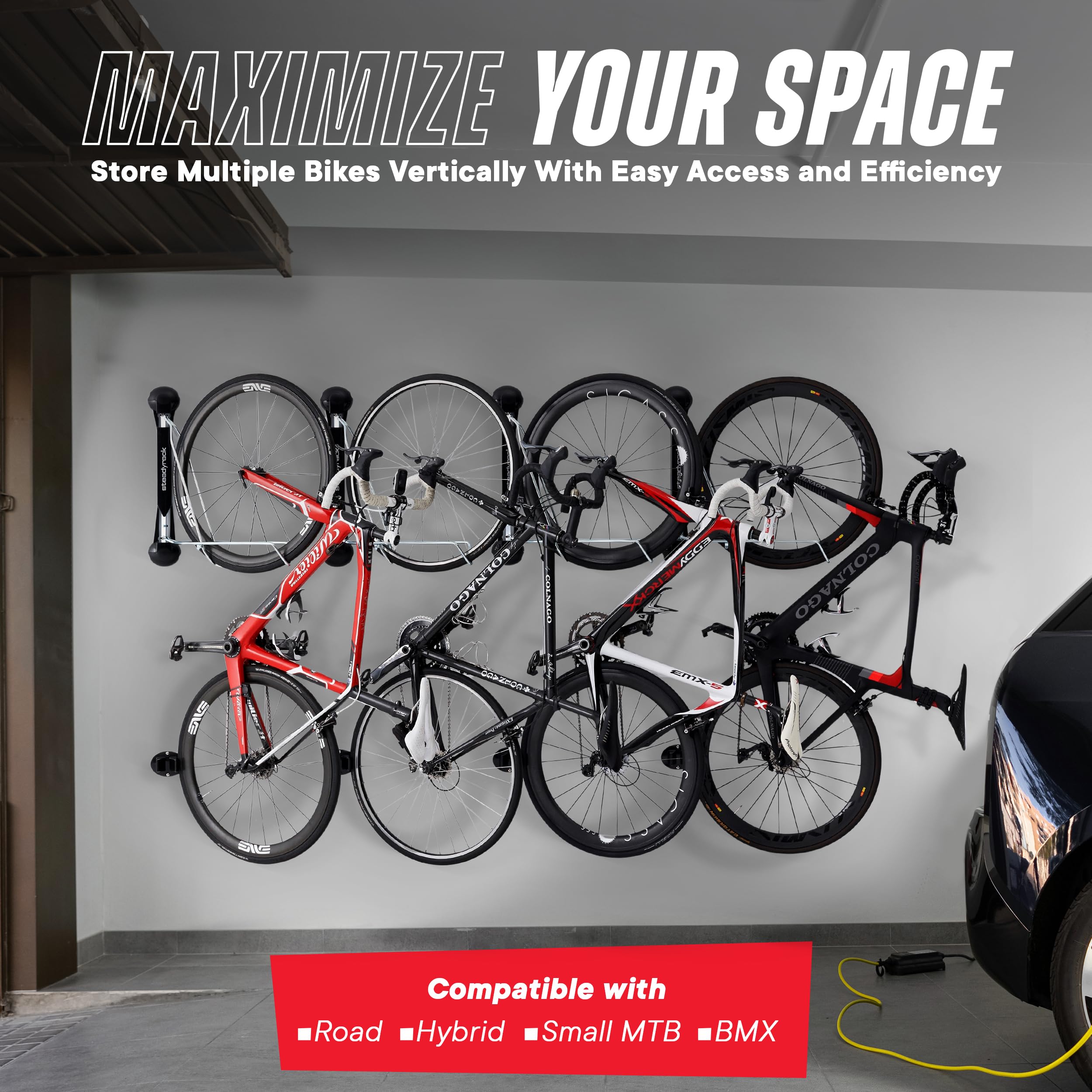 Steadyrack Classic Bike Rack – Wall Mounted Vertical Storage for Garage