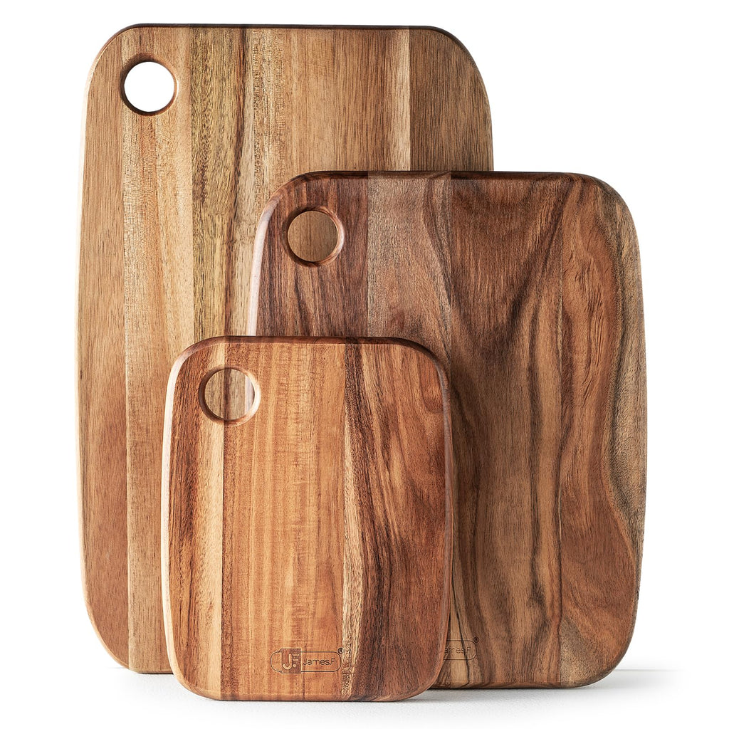 Acacia Wood Cutting Boards - Set of 3 Thick Butcher Block Trays