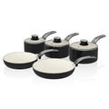 Swan Retro 5 Piece Non-Stick Ceramic Aluminium Pan Set | Black