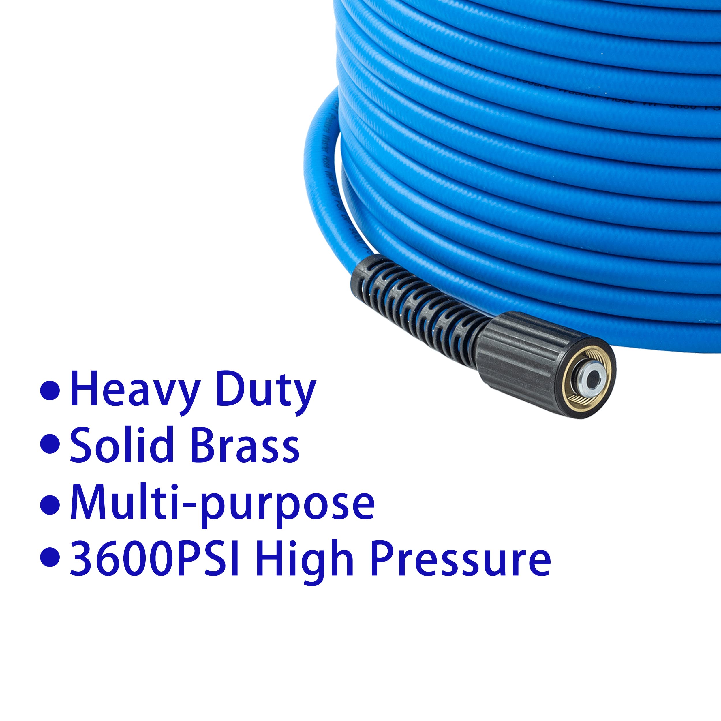 FIXFANS 50 FT Pressure Washer Hose | 3600 PSI Kink Resistant M22 Extension