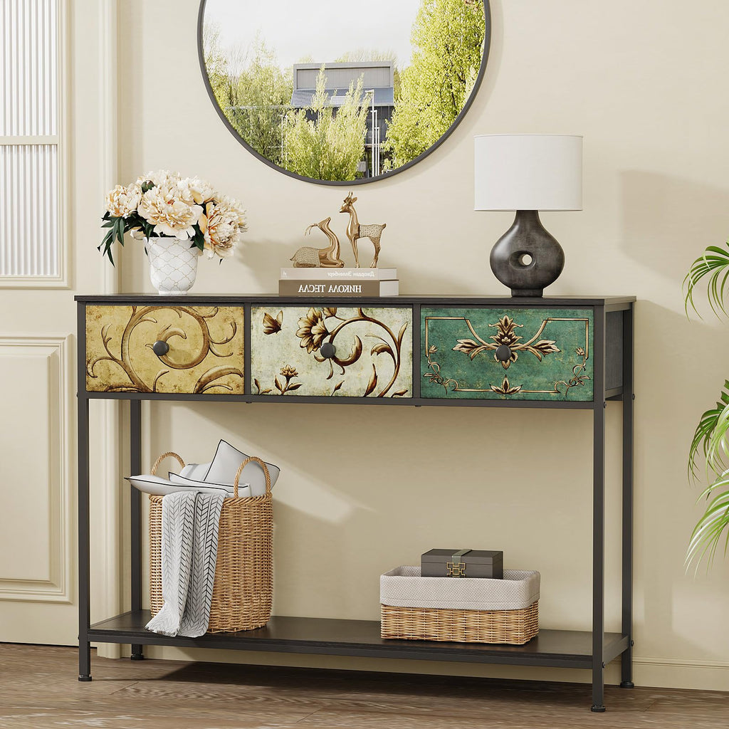 VEDECASA Console Table for Entryway with 3 Drawers Slim Hallway Table with Storage Shelf Narrow Long Sofa Table for Hallway Couch Living Room Kitchen - image 1