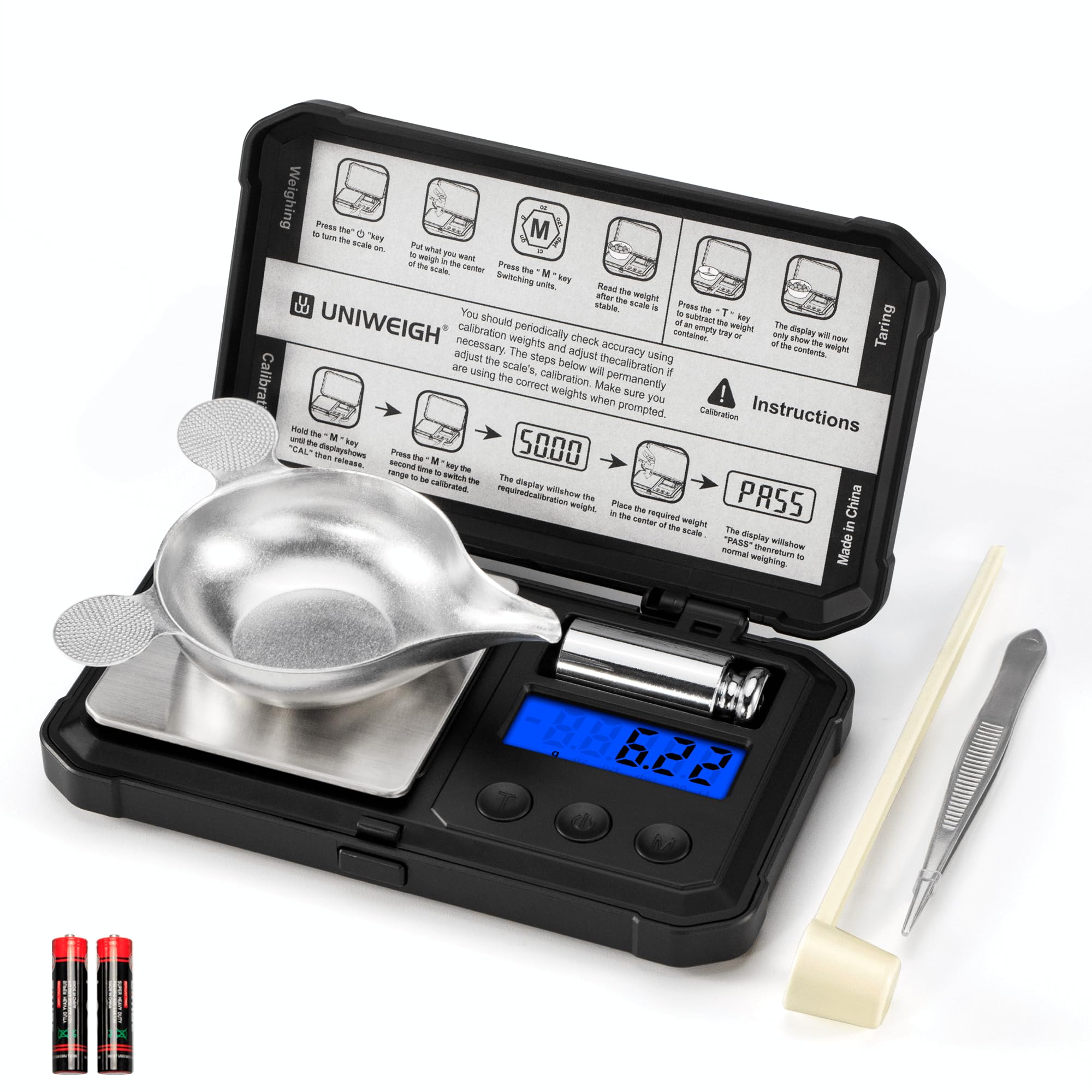 UNIWEIGH Milligram Scale – 50g/0.001g High Precision Digital Jewelry Scale