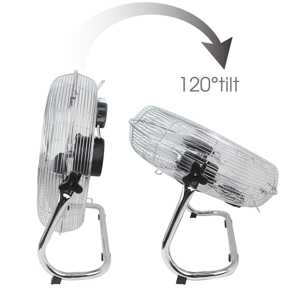 12" High Velocity Metal Floor Fan | 3-Speed Chrome Industrial