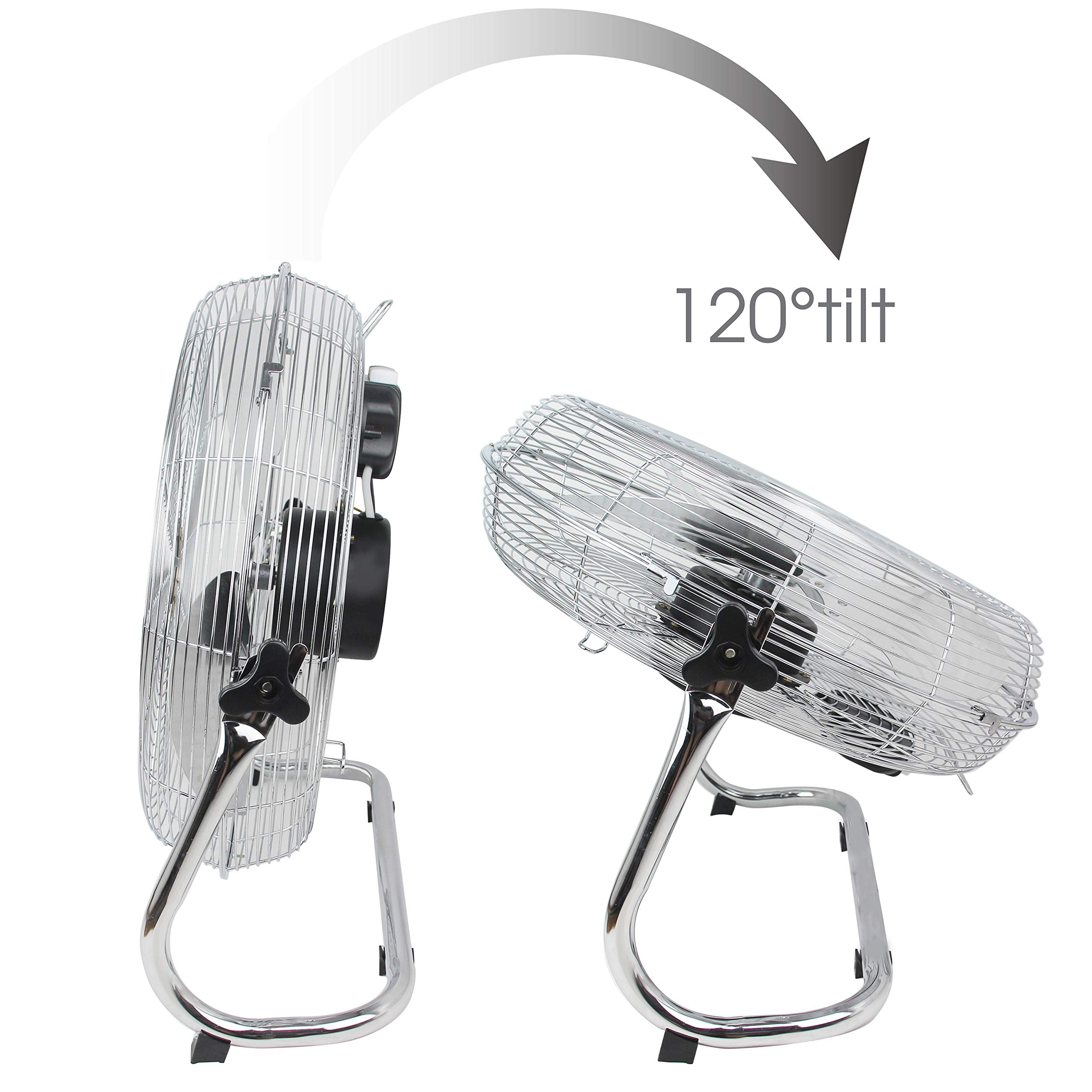 12" High Velocity Metal Floor Fan | 3-Speed Chrome Industrial