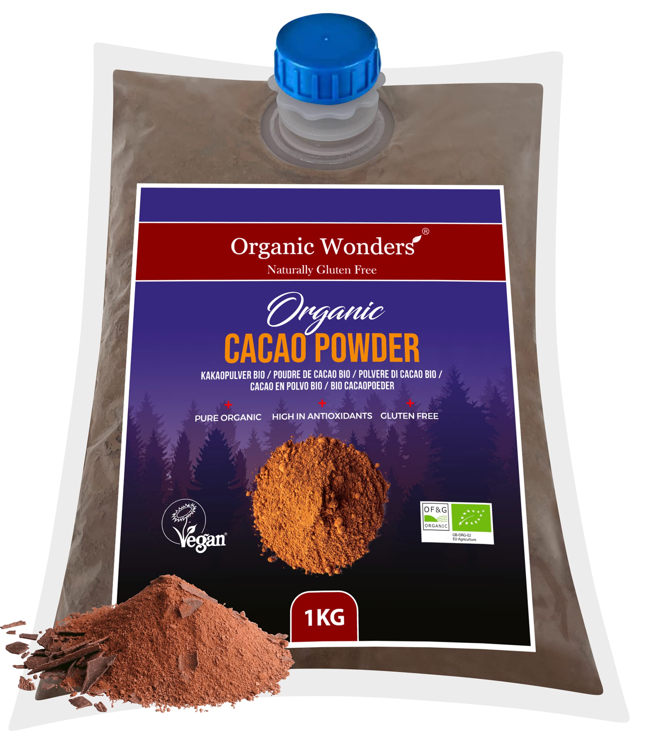 Organic Wonders Ceremonial Cacao Powder – 1kg Raw Vegan Superfood
