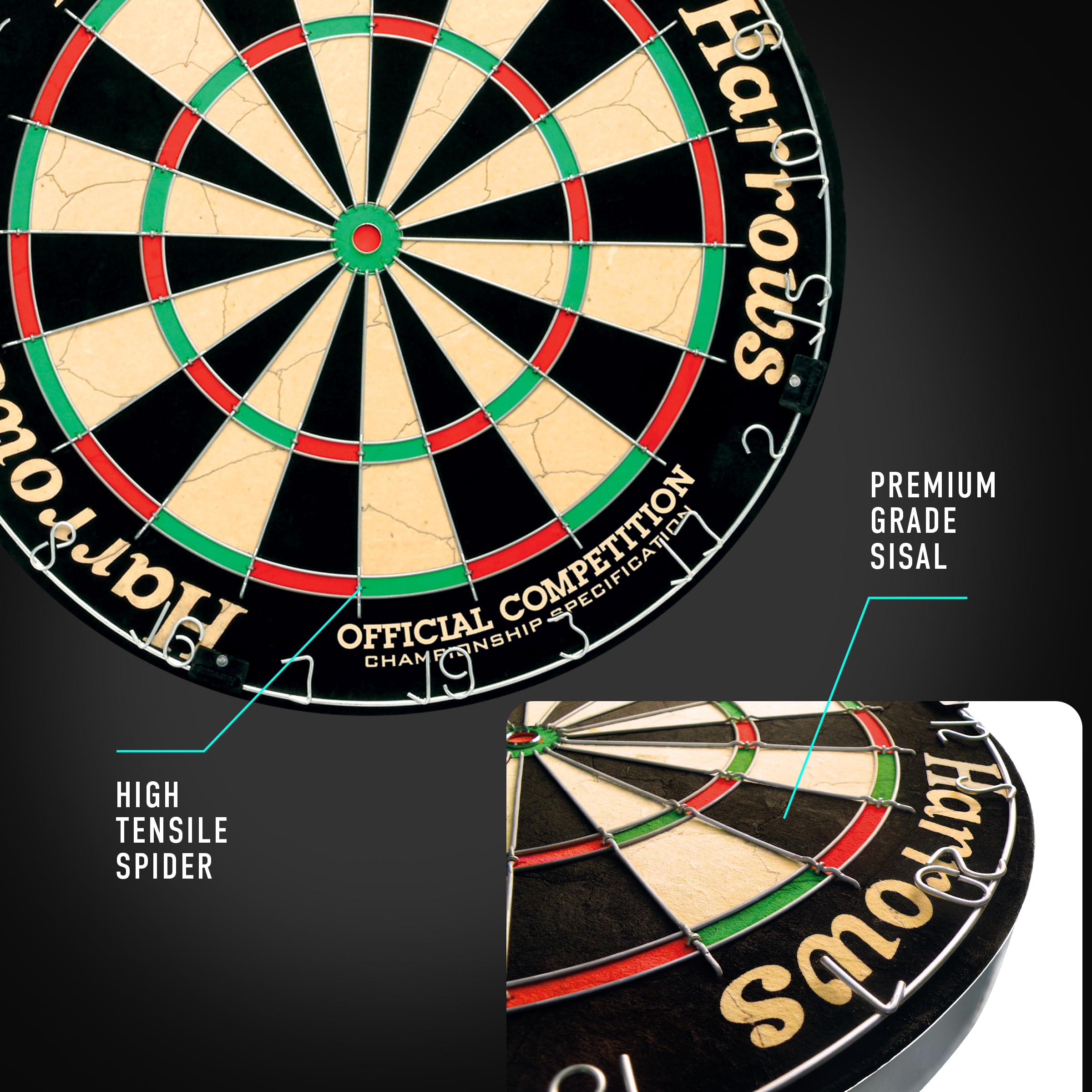 Harrows Official Competition Bristle Dartboard – Professional 45cm Sisal